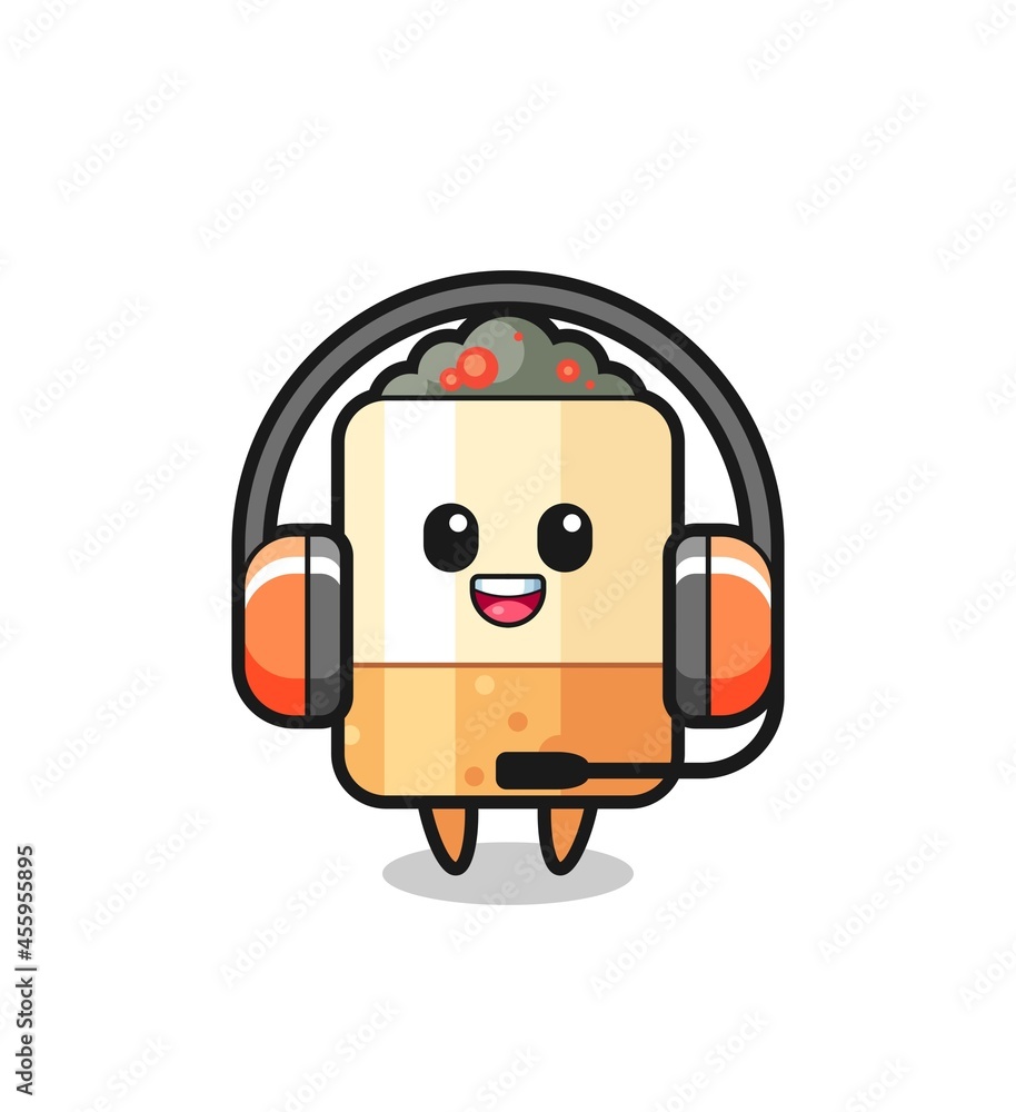 Sticker cartoon mascot of cigarette as a customer service