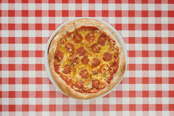 pizza on a wooden board