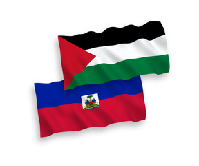 Flags of Republic of Haiti and Palestine on a white background