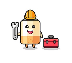 Mascot cartoon of cigarette as a mechanic
