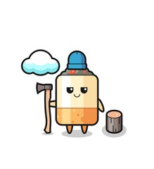 Character cartoon of cigarette as a woodcutter