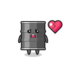 oil drum cartoon illustration is broken heart