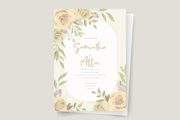 Beautiful flower wedding invitation card template