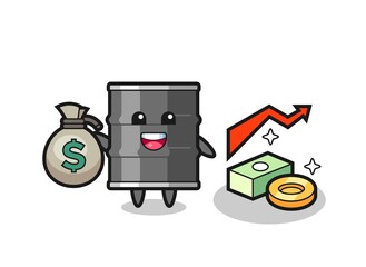 oil drum illustration cartoon holding money sack