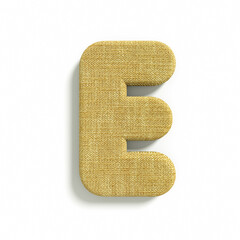 hessian letter E - Capital 3d jute font - suitable for fabric, design or decoration related subjects