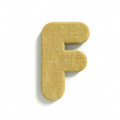 hessian letter F - Upper-case 3d jute font - suitable for fabric, design or decoration related subjects