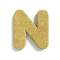 hessian letter N - Capital 3d jute font - suitable for fabric, design or decoration related subjects