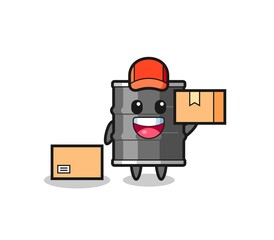Mascot Illustration of oil drum as a courier