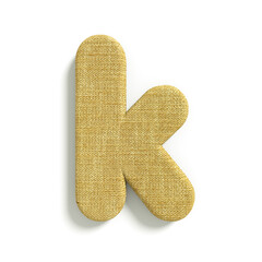 hessian letter K - Small 3d jute font - Suitable for fabric, design or decoration related subjects