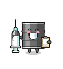 Mascot Illustration of oil drum as a doctor