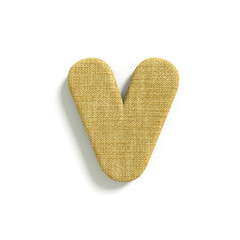 hessian letter V - Small 3d jute font - Suitable for fabric, design or decoration related subjects