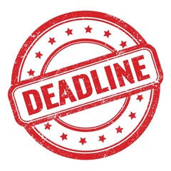 DEADLINE text on red grungy vintage round stamp.