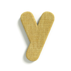 hessian letter Y - Small 3d jute font - Suitable for fabric, design or decoration related subjects