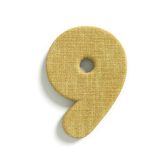 hessian number 9 -  3d jute digit - Suitable for fabric, design or decoration related subjects