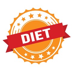 DIET text on red orange ribbon stamp.