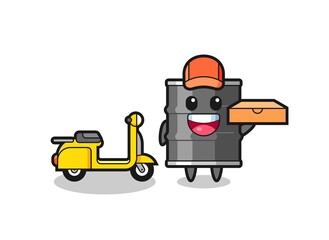 Character Illustration of oil drum as a pizza deliveryman