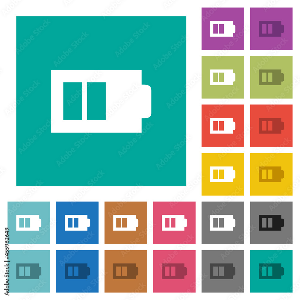Aufkleber half battery with two load units alternate square flat multi colored icons