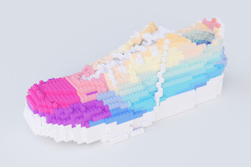 Colourful sports shoe made out of toy bricks. - 455962688