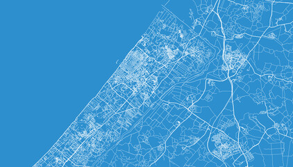 Urban vector city map of Gaza, Israel, middle east - obrazy, fototapety, plakaty