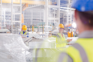 Workers in steel factory