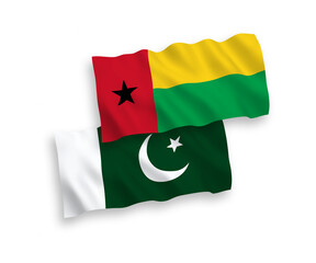 Flags of Republic of Guinea Bissau and Pakistan on a white background