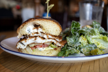 Fried Fish Sandwich with Salad