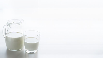 Milk in a jug and in a glass