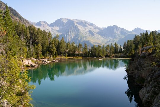  view of beautiful lake Ibon de escarpinosa, benasque