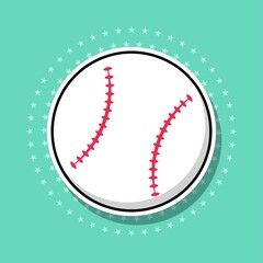 Baseball sticker isolated object, vector illustration.