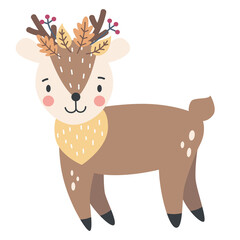 Cute deer for autumn child illustration
