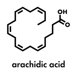 Arachidic (eicosanoic) acid molecule. Saturated fatty acid. Skeletal formula.