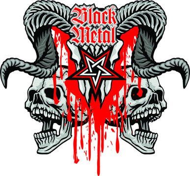Gothic sign with ram skull, grunge vintage design t shirts