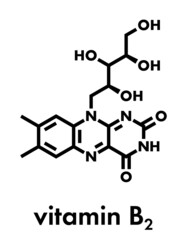 Vitamin B2 (riboflavin) molecule. Skeletal formula.
