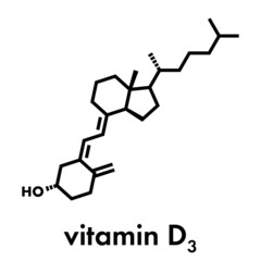 Vitamin D (D3, cholecalciferol, toxiferol) molecule. Skeletal formula.