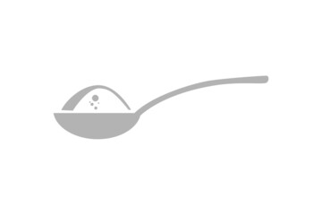 Spoon with sugar, salt, flour or other ingredient icon on white background, vector