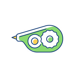 Obraz premium Correction tape RGB color icon. Tool for handwritten documents. Correcting mistakes with white liquid applying. Fixing errors in printed text. Isolated vector illustration. Simple filled line drawing