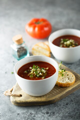 Traditional homemade gazpacho soup