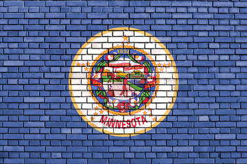 flag of Minnesota, USA painted on brick wall