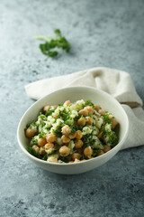 Cauliflower couscous with parsley and chickpea