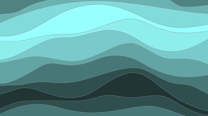 Abstract minimalistic line background, sea waves, underwater, beach, paper cut,16:9 wallpaper