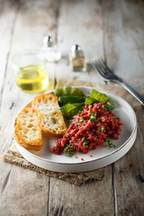 Traditional homemade steak tartare