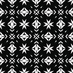 Flower geometric pattern. Seamless vector background. White and black ornament. Ornament for fabric, wallpaper, packaging. Decorative print