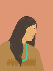 Navajo woman wearing turquoise necklace