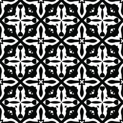 Flower geometric pattern. Seamless vector background. White and black ornament. Ornament for fabric, wallpaper, packaging. Decorative print