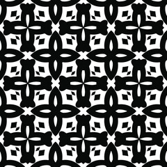 Flower geometric pattern. Seamless vector background. White and black ornament. Ornament for fabric, wallpaper, packaging. Decorative print