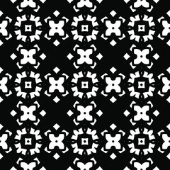 Naklejka na ściany i meble Flower geometric pattern. Seamless vector background. White and black ornament. Ornament for fabric, wallpaper, packaging. Decorative print