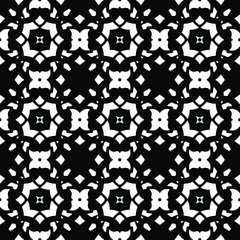 Flower geometric pattern. Seamless vector background. White and black ornament. Ornament for fabric, wallpaper, packaging. Decorative print