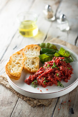 Traditional homemade steak tartare