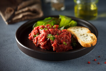 Traditional homemade steak tartare