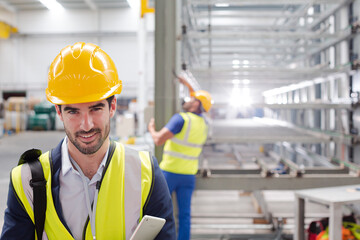 Workers in steel factory
